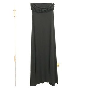 Graphite stretch cady/jersey evening gown